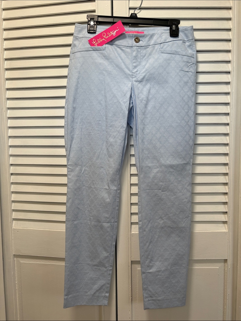 Lilly Pulitzer Pale Blue Textured Slim Pants